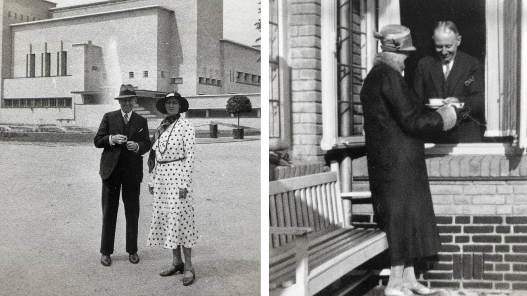 Echtpaar Dudok bij de opening van het Raadhuis en thuis, familiefoto's